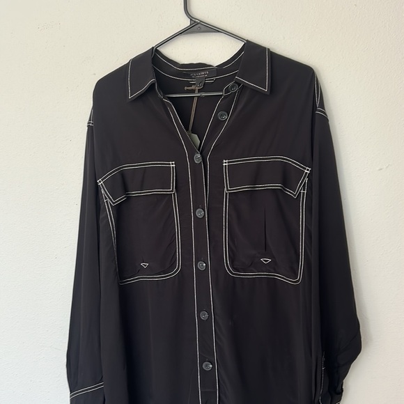 NWT All Saints Vita shirt dress. Black, women’s size 6. Fabulous dress. - Picture 2 of 8